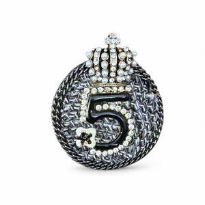 Chic Silver and Black Crown Brooch